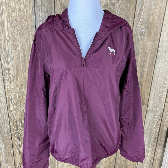 Victoria's Secret Jackets & Blazers - Victorias Secret Pink Burgundy Windbreaker Pullove
